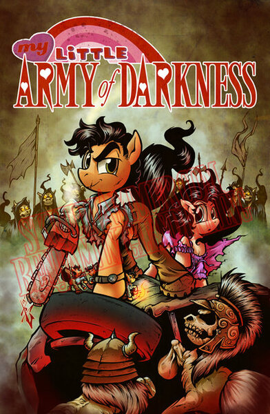 Size: 400x613 | Tagged: safe, artist:skulljammer, derpibooru import, ponified, earth pony, pony, undead, army of darkness, ash williams, badass, bone, bruce campbell, chainsaw, evil dead, female, looking at you, male, mare, parody, raised eyebrow, skeleton, stallion, windswept mane