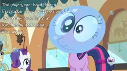 Size: 1065x595 | Tagged: bubble, derpibooru import, firecracker, hair over one eye, head, hub logo, insane pony thread, mmmystery on the friendship express, mulia mild, pop, rarity, safe, screencap, tumblr, twilight popple, twilight sparkle, watermelon