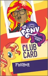 Size: 490x770 | Tagged: safe, derpibooru import, sunset shimmer, pony, equestria girls, adolf hitler, become an equestria girl, glasses, why sid why
