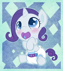 Size: 848x960 | Tagged: safe, artist:cuddlehooves, derpibooru import, rarity, pony, baby, baby pony, blushing, cuddlehooves is trying to murder us, cute, cutie mark diapers, diaper, foal, looking up, pacifier, poofy diaper, puffy cheeks, raribetes, sitting, solo