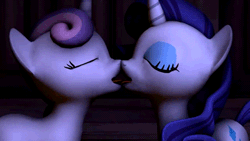 Size: 512x288 | Tagged: suggestive, artist:twily404, derpibooru import, rarity, sweetie belle, 3d, animated, female, foalcon, french kiss, incest, kissing, lesbian, mare on filly, raribelle, shipping, sloppy kissing, source filmmaker, tongue out, video at source, youtube link