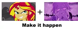 Size: 1056x403 | Tagged: safe, derpibooru import, sunset shimmer, equestria girls, exploitable meme, make it happen, meme, mirai nikki, yandere