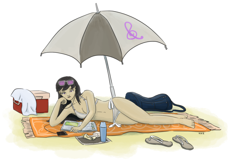 Size: 1418x1000 | Tagged: artist:king-kakapo, barefoot, bikini, clothes, derpibooru import, feet, flip-flops, humanized, octavia melody, safe, sandals, solo, swimsuit