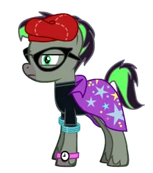 Size: 428x484 | Tagged: safe, derpibooru import, oc, unofficial characters only, pony, pony creator, beret, clothes, donut steel, flash, game, glasses, hat, hipster, male, solo, stallion, unshorn fetlocks, watch
