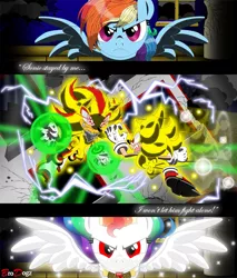 Size: 766x900 | Tagged: a new dawn, artist:brodogz, city, comic, commission, crossover, derpibooru import, fanfic art, rainbow dash, safe, shadow the hedgehog, sonic the comic, sonic the hedgehog, sonic the hedgehog (series), super rainbow dash, super shadow, super sonic