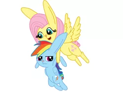 Size: 640x480 | Tagged: artist:kodok37, bunnified, bunnyshy, derpibooru import, fluttershy, rabbit, rabbit dash, rainbow dash, safe, species swap, wings