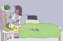 Size: 1241x811 | Tagged: 1000 hours in ms paint, anthro, artist:crystals1986, bed, catheter, crystal, derpibooru import, distorted hand, doctor, hospital, human, ms paint, self insert, semi-grimdark, sick, twilight sparkle, urine, why sid why