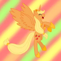 Size: 692x696 | Tagged: safe, artist:blam13, derpibooru import, applejack, alicorn, pony, alicornified, applecorn, race swap, solo