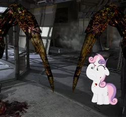 Size: 1662x1545 | Tagged: blood, corrupted necromorph, dead space, derpibooru import, necromorph, pov, semi-grimdark, sweetie belle, this will end in tears