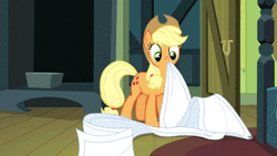 Size: 500x281 | Tagged: animated, applejack, derpibooru import, mouth hold, one bad apple, safe, solo, spoiler:s03