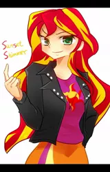 Size: 699x1091 | Tagged: safe, artist:c-minded, derpibooru import, sunset shimmer, equestria girls, beckoning, solo