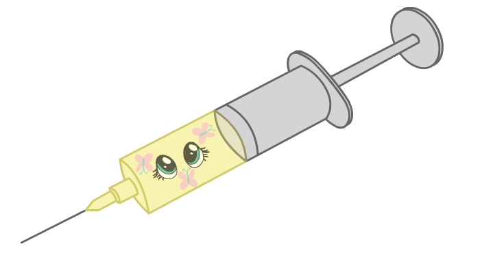 Size: 700x370 | Tagged: artist:pinkyvirus, cutie mark, derpibooru import, drug pony, drugs, fluttershy, needle, safe, shot, simple background, syringe, therapy, transparent background, vaccination, virus, wat