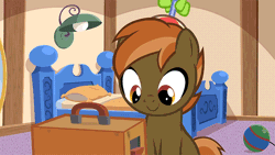Size: 640x360 | Tagged: safe, artist:jan, derpibooru import, button mash, earth pony, pony, button's adventures, animated, button, buttonbetes, colt, cute, foal, hooves, male, pong, sitting, smiling, solo, watching