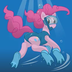 Size: 10800x10800 | Tagged: absurd resolution, artist:xniclord789x, clothes, dead source, derpibooru import, diving, flippers, goggles, one-piece swimsuit, pinkie pie, plot, safe, snorkel, solo, swimming goggles, swimsuit, underwater