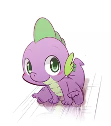 Size: 800x903 | Tagged: safe, artist:kmart0614, derpibooru import, spike, dragon, baby, baby dragon, baby spike, blushing, cute, floor, green eyes, looking at you, male, reflection, simple background, sitting, solo, spikabetes, white background