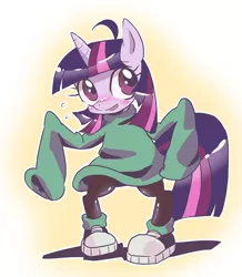 Size: 696x800 | Tagged: artist:k-nattoh, clothes, codename kids next door, converse, derpibooru import, numbuh 3, safe, shoes, sneakers, solo, sweater, twilight sparkle