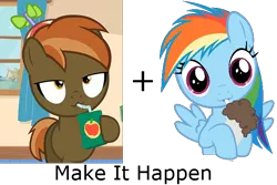 Size: 600x400 | Tagged: safe, derpibooru import, button mash, rainbow dash, exploitable meme, juice box, make it happen, meme, milkshake, milkshake ponies