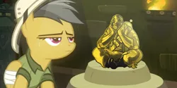 Size: 1738x867 | Tagged: daring do, derpibooru import, pyro, safe, sitting pyro