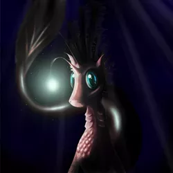 Size: 1000x1000 | Tagged: angler fish, angler seapony, artist:akurion, cold in gardez, derpibooru import, safe, sea pony, solo