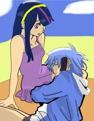 Size: 400x514 | Tagged: artist:kaiamurosesei, crossover, crossover shipping, derpibooru import, female, humanized, male, mordecai, mordetwi, regular show, safe, shipping, straight, style emulation, twilight sparkle