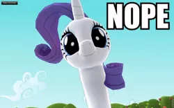 Size: 500x312 | Tagged: 3d, caption, derpibooru import, image macro, long neck, neck, nope, nope.avi, nopity, ponykart, rarity, safe, solo