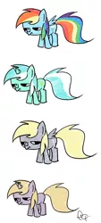 Size: 2691x5980 | Tagged: safe, artist:yikomega, derpibooru import, derpy hooves, dinky hooves, lyra heartstrings, rainbow dash, pegasus, pony, female, mare