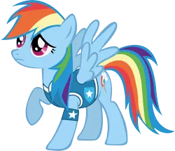 Size: 5896x5079 | Tagged: safe, artist:waranto, derpibooru import, rainbow dash, pegasus, pony, winter wrap up, absurd resolution, clothes, female, looking up, mare, raised hoof, simple background, solo, spread wings, transparent background, vector, vest, weather team, wings, winter wrap up vest