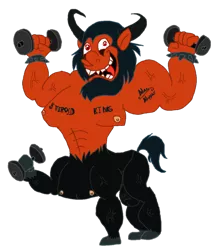 Size: 838x953 | Tagged: artist:itoruna-the-platypus, derpibooru import, g1, g1 to g4, generation leap, lord tirek, .mov, parody, safe, solo, weight lifting, weights