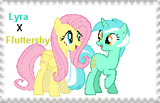 Size: 225x145 | Tagged: artist:cazycoon, derpibooru import, deviantart stamp, female, fluttershy, lesbian, lyra heartstrings, lyrashy, safe, shipping, stamp