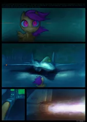 Size: 1000x1400 | Tagged: aircraft, artist:darkdoomer, cockpit, comic, derpibooru import, engine, forest, haunted, jet, jet fighter, night, plane, possessed, safe, scootaloo, scootaloo can fly