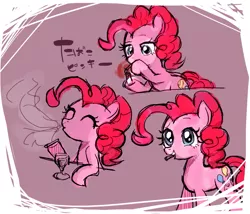 Size: 1023x874 | Tagged: askharajukupinkiepie, cigarette, cute, derpibooru import, diapinkes, japanese, pinkie pie, safe, smoking