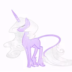 Size: 900x900 | Tagged: safe, artist:couratiel, derpibooru import, oc, oc:monoceros, unofficial characters only, classical unicorn, pony, unicorn, constellation, leonine tail, pretty, purple, simple background, solo, stars, tall, unshorn fetlocks, white background