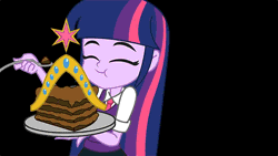 Size: 576x324 | Tagged: safe, derpibooru import, twilight sparkle, human, equestria girls, animated, big crown thingy, cake, do you want this cake, element of magic, harry partridge, parody, solo