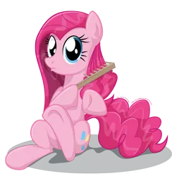 Size: 1772x1818 | Tagged: safe, artist:jcosneverexisted, derpibooru import, pinkie pie, earth pony, pony, comb, combing, cute, diapinkes, flat mane, looking at you, pinkamena diane pie, simple background, solo, transparent background