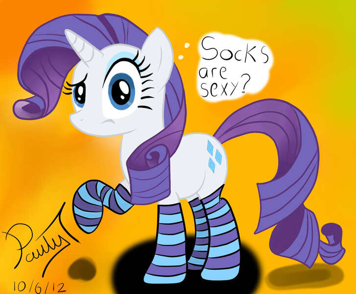 Size: 1587x1309 | Tagged: artist:paulyt7, clothes, derpibooru import, rarity, safe, socks, solo, striped socks