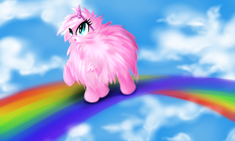 Size: 1200x720 | Tagged: artist:kairaanix, derpibooru import, oc, oc:fluffle puff, pink fluffy unicorns dancing on rainbows, safe, solo, unofficial characters only