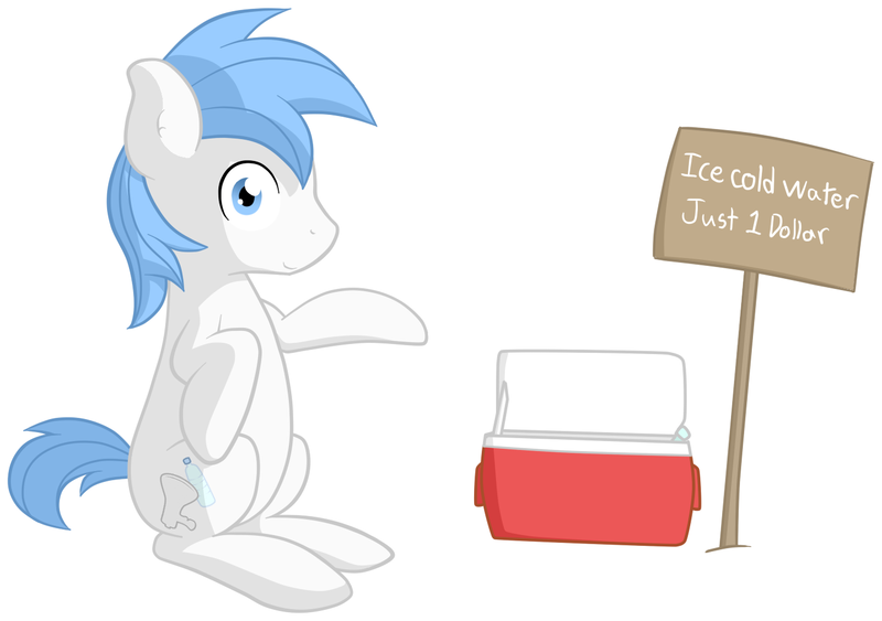 Size: 1408x991 | Tagged: artist:furrgroup, bronycon, cooler, derpibooru import, oc, safe, sign, simple background, solo, unofficial characters only, vendor, water bottle