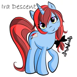 Size: 500x500 | Tagged: safe, artist:xipronewb, derpibooru import, oc, oc:iradescent, unofficial characters only, pony, unicorn, bow, cute, heterochromia, looking at you, raised hoof, smiling, solo