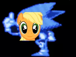 Size: 960x720 | Tagged: safe, derpibooru import, applejack, creepy, fun is infinite, image, jpeg, sonic cd, sonic the hedgehog, sonic the hedgehog (series)