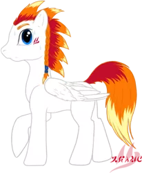 Size: 390x474 | Tagged: safe, artist:drake, derpibooru import, oc, oc:drake, ponified, unofficial characters only, pegasus, pony, braid, feather, male, simple background, solo, spiky mane, wings