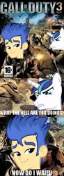 Size: 266x720 | Tagged: call of duty, derpibooru import, exploitable meme, flashface, flash sentry, flash sentry savior of the universe, forced meme, meme, safe, shining armor, waifu thief