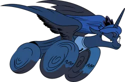 Size: 7601x5000 | Tagged: absurd resolution, artist:imageconstructor, derpibooru import, gotta go fast, idw, princess luna, safe, simple background, solo, spoiler:comic09, .svg available, transparent background, vector, wheel, wheel o feet