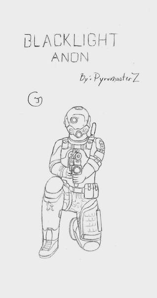 Size: 749x1413 | Tagged: artist:creeperjones, blacklight, blacklight retribution, derpibooru import, monochrome, oc, oc:anon, safe, unofficial characters only