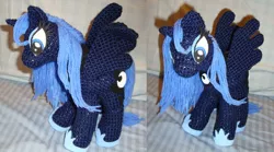 Size: 864x481 | Tagged: artist:onehitwonder, crochet, derpibooru import, irl, photo, plushie, princess luna, safe, solo