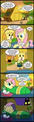 Size: 628x2200 | Tagged: angel bunny, animal crossing, artist:madmax, burning, comic, comic:the town, creepy, crossover, fire, fluttershy, isabelle, lantern, leaf, safe