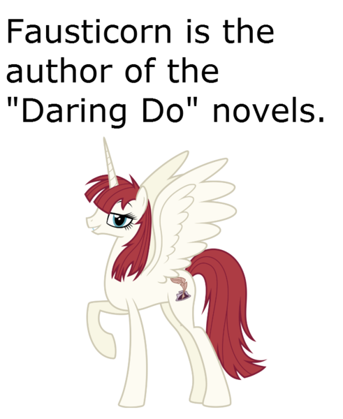 Size: 737x900 | Tagged: author, daring do, derpibooru import, headcanon, lauren faust, oc, oc:fausticorn, safe, solo, unofficial characters only, writer