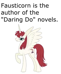 Size: 737x900 | Tagged: author, daring do, derpibooru import, headcanon, lauren faust, oc, oc:fausticorn, safe, solo, unofficial characters only, writer