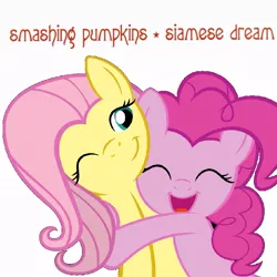 Size: 931x930 | Tagged: album cover, artist:electricx330, cute, derpibooru import, fluttershy, hug, parody, pinkie pie, safe, siamese dream, smashing pumpkins, the smashing pumpkins