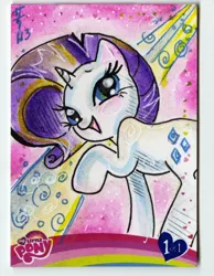 Size: 1000x1288 | Tagged: safe, artist:sararichard, derpibooru import, idw, rarity, artist card, solo, traditional art