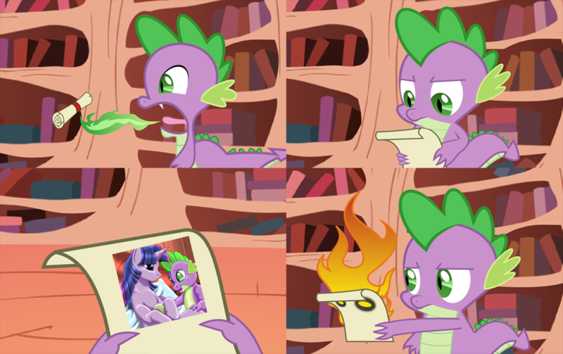 Size: 1200x755 | Tagged: comic:dragon you over, derpibooru import, exploitable meme, fire, letter to spike, meme, nope, safe, spike, twilight sparkle